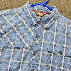 Outdoor Research Shirt Mens Large Blue Plaid Short Sleeve Button Up Outdoor